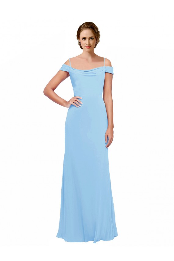 Soft Chiffon Long Off the Shoulder Periwinkle A-Line Bridesmaid Dress Sudbury