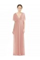 Soft Chiffon V-Back Long V-Neck Bliss Pink A-Line Bridesmaid Dress / Formal Dress Sudbury