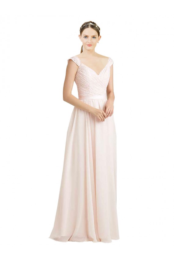Soft Chiffon & Lace Open Back Long Sweetheart A-Line Bridesmaid Dress Sudbury