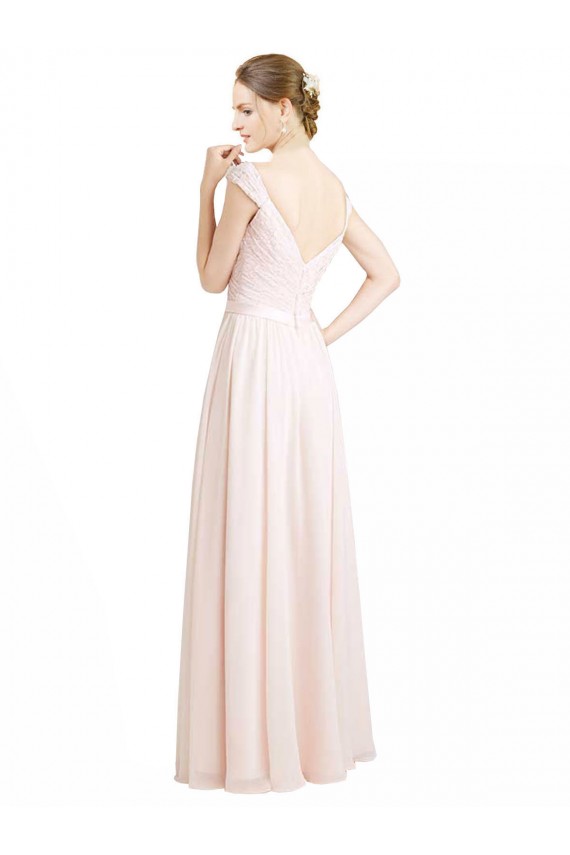 Soft Chiffon & Lace Open Back Long Sweetheart A-Line Bridesmaid Dress Sudbury