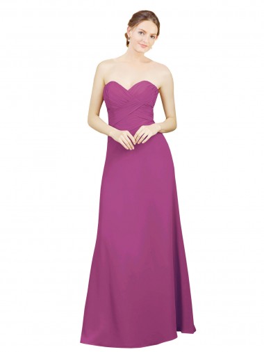 Soft Chiffon Open Back Long Sweetheart A-Line Bridesmaid Dress Sudbury