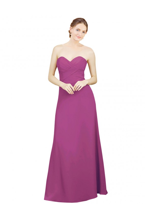 Soft Chiffon Open Back Long Sweetheart A-Line Bridesmaid Dress Sudbury