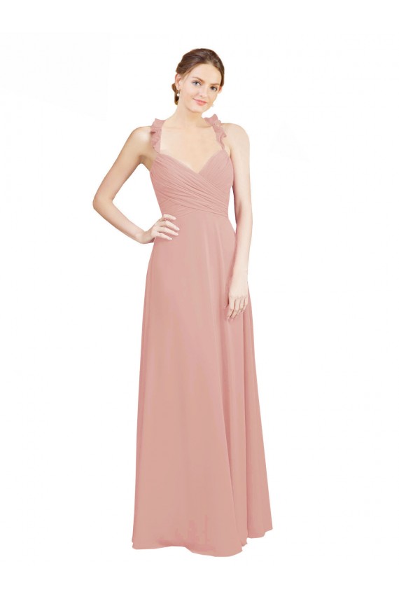Chiffon Open Back Long Sweetheart Bliss Pink A-Line Bridesmaid Dress / Evening Dress Sudbury
