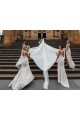 Soft Chiffon Low Back Long V-Neck A-Line Bridesmaid Dress Sudbury