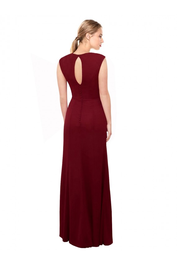 Soft Chiffon Keyhole Back Long V-Neck Mermaid Prom Dress / Bridesmaid Dress Sudbury