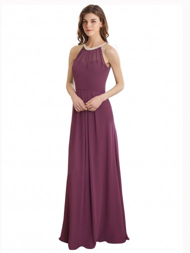 Chiffon Keyhole Back Long Sweetheart A-Line Bridesmaid Dress / Evening Gowns Sudbury
