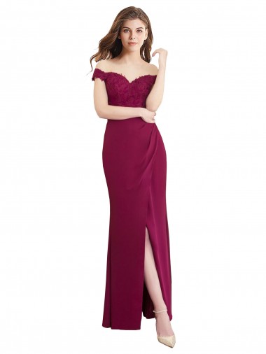 Soft Chiffon & Lace Long Off the Shoulder Mermaid Bridesmaid Dress / Formal Dress Sudbury