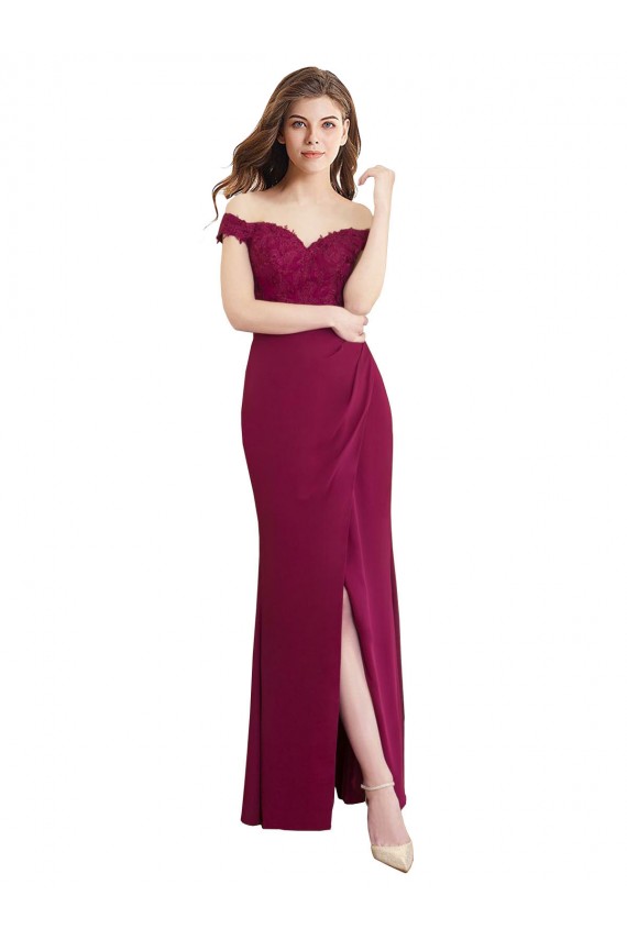 Soft Chiffon & Lace Long Off the Shoulder Mermaid Bridesmaid Dress / Formal Dress Sudbury