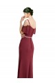 Soft Chiffon Low Back Long Spaghetti Straps Burgundy A-Line Bridesmaid Dress Sudbury
