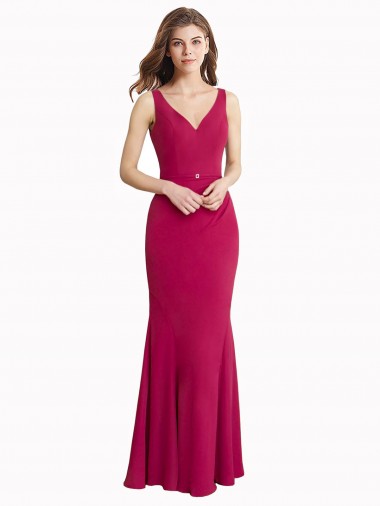 Soft Chiffon V-Back Long V-Neck Mermaid Prom Dress / Bridesmaid Dress Sudbury