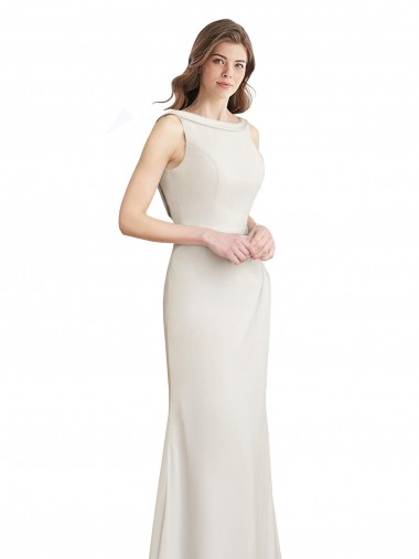 Soft Chiffon & Satin V-Back Long Boat Neck Mermaid Bridesmaid Dress Sudbury