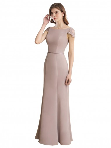 Soft Chiffon & Lace Long Scoop Neck Mermaid Formal Dress / Bridesmaid Dress Sudbury