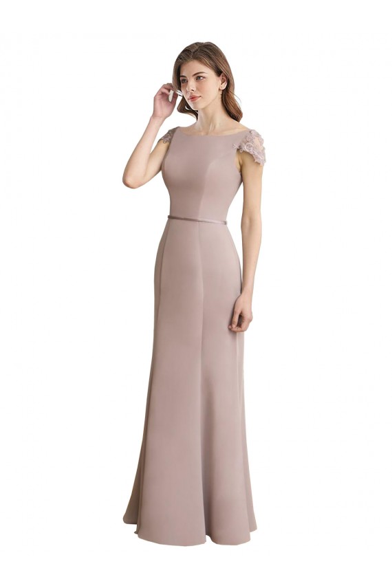 Soft Chiffon & Lace Long Scoop Neck Mermaid Formal Dress / Bridesmaid Dress Sudbury