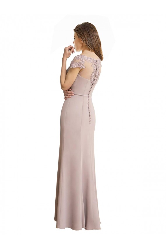 Soft Chiffon & Lace Long Scoop Neck Mermaid Formal Dress / Bridesmaid Dress Sudbury