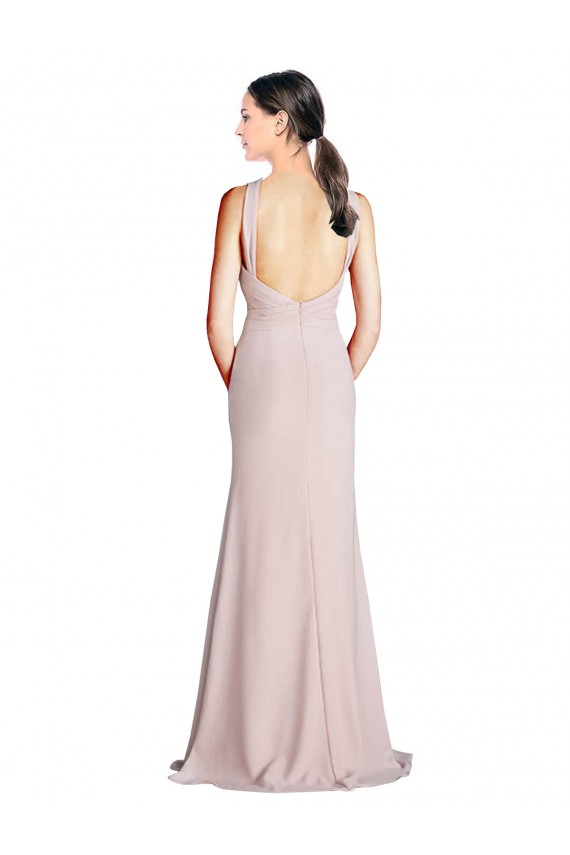 Soft Chiffon Open Back Long Halter Neck Sheath Bridesmaid Dress Sudbury