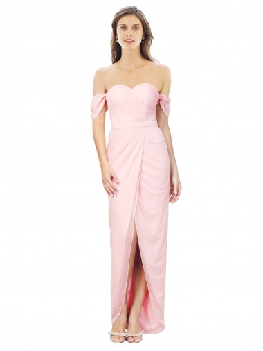 Soft Chiffon Off the Shoulder A-Line High Low Bridesmaid Dress Sudbury