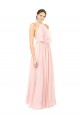 Soft Chiffon Open Back Long Halter Neck Pink A-Line Formal Dress / Bridesmaid Dress Sudbury