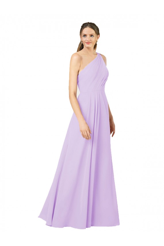 Soft Chiffon Long One Shoulder Sheath Formal Evening Gown / Bridesmaid Dress Sudbury