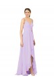 Soft Chiffon Open Back Long V-Neck Sheath High Low Bridesmaid Dress Sudbury