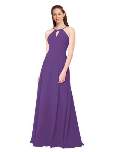 Soft Chiffon Long High Neck Sheath Bridesmaid Dress Sudbury