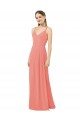 Soft Chiffon Keyhole Back Long V-Neck Desert Rose Sheath Bridesmaid Dress Sudbury