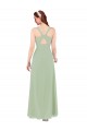 Soft Chiffon Keyhole Back Long V-Neck Smoke Green Sheath Bridesmaid Dress Sudbury