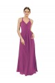 Soft Chiffon Keyhole Back Long V-Neck Wild Berry Sheath Bridesmaid Dress Sudbury