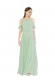 Soft Chiffon Long Off the Shoulder Sage Sheath Bridesmaid Dress Sudbury