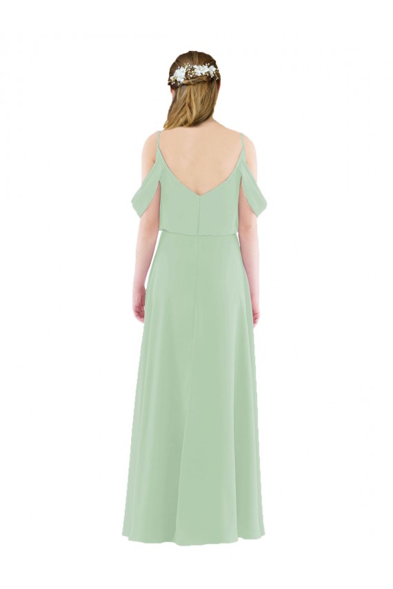 Soft Chiffon Long Off the Shoulder Sage Sheath Bridesmaid Dress Sudbury