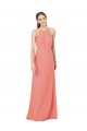Soft Chiffon Keyhole Back Long Halter Neck Desert Rose Sheath Bridesmaid Dress Sudbury