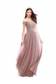 Soft Chiffon & Lace Long Off the Shoulder Pink A-Line Bridesmaid Dress Sudbury