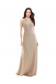 Soft Chiffon Long High Neck Champagne A-Line Bridesmaid Dress Sudbury