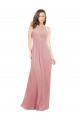 Soft Chiffon Keyhole Back Long Halter Neck Bliss Pink A-Line Bridesmaid Dress Sudbury