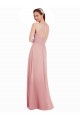 Soft Chiffon Keyhole Back Long Halter Neck Bliss Pink A-Line Bridesmaid Dress Sudbury