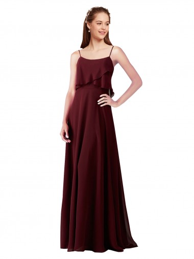 Chiffon Long Spaghetti Straps A-Line Bridesmaid Gowns Sudbury