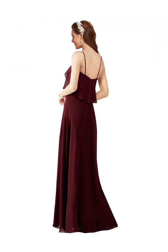 Chiffon Long Spaghetti Straps A-Line Bridesmaid Gowns Sudbury