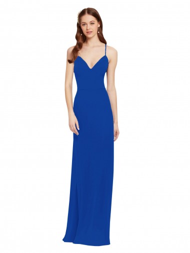 Soft Chiffon Keyhole Back Long Spaghetti Straps A-Line Bridesmaid Dress / Formal Dress Sudbury