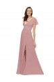 Chiffon V-Back Long V-Neck Dusty Pink A-Line Bridesmaid Dress / Evening Dress Sudbury