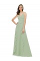 Soft Chiffon Long Spaghetti Straps Smoke Green A-Line Bridesmaid Dress Sudbury