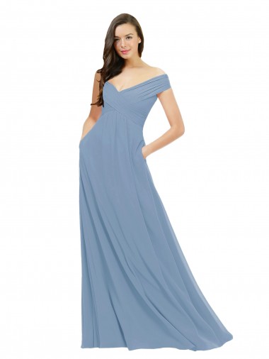 Chiffon Long Off the Shoulder A-Line Bridesmaid Dress / Evening Gowns Sudbury
