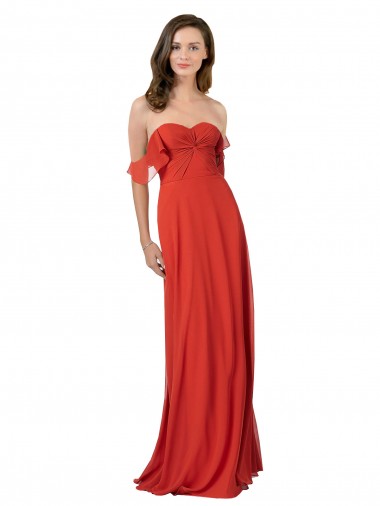 Soft Chiffon V-Back Long Sweetheart Red A-Line Bridesmaid Dress Sudbury