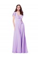 Soft Chiffon V-Back Long V-Neck Lilac A-Line Bridesmaid Dress / Formal Dress Sudbury