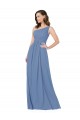 Soft Chiffon Long One Shoulder Windsor Blue Sheath Bridesmaid Dress Sudbury