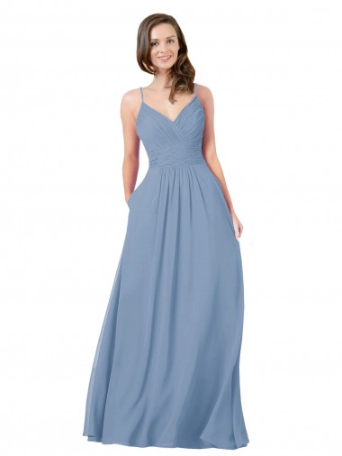 Chiffon Criss Cross Back Long V-Neck A-Line Bridesmaid Dress / Evening Dress Sudbury