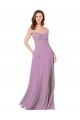 Soft Chiffon & Lace Long Spaghetti Straps Dark Lavender A-Line Bridesmaid Dress Sudbury