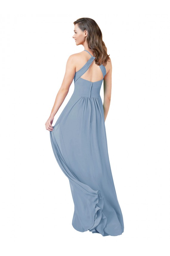 Chiffon Keyhole Back Long Halter A-Line Bridesmaid Gowns Sudbury