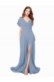 Soft Chiffon Long V-Neck A-Line Black Tie Prom Dress / Bridesmaid Dress Sudbury