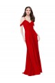 Soft Chiffon Criss Cross Back Long V-Neck Dark Red A-Line Bridesmaid Dress Sudbury
