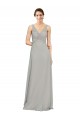 Soft Chiffon Long V-Neck Silver A-Line Bridesmaid Dress Sudbury