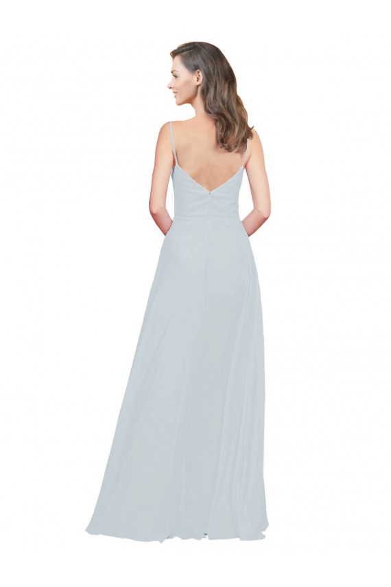 Soft Chiffon Long Spaghetti Straps Frost A-Line Bridesmaid Dress Sudbury